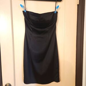 Calvin Klein Black strapless satin mini dress